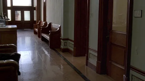 Uber sexual assault state trial: an empty corridor outside a courtroom